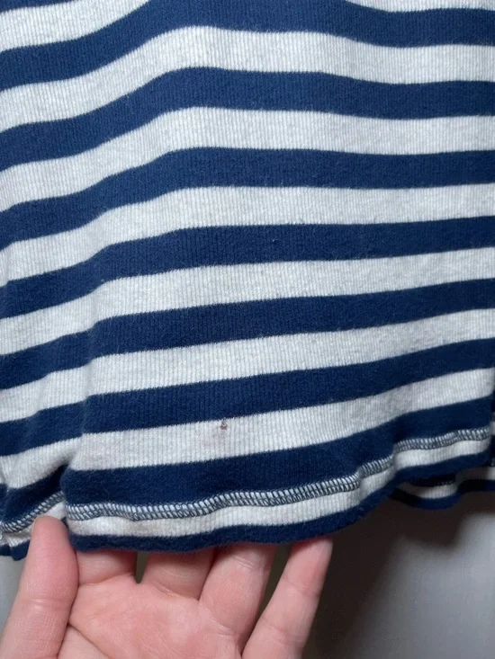 Y2K Vintage Abercrombie & Fitch Women’s Blue & White Striped Henley Size Large - Picture 10 of 16